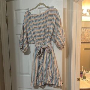 Jcrew Seersucker Colorful Striped Dress with Belt